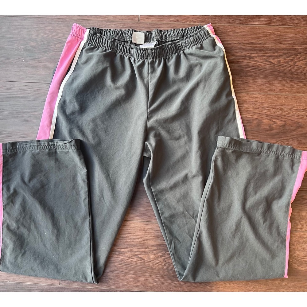 Nike Track Pants Womens Large Grey Pink White Side Stripe Athletic Sweats